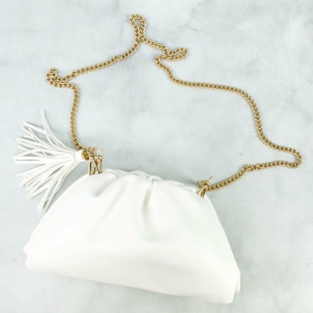 Understated Leather Crescent Clutch